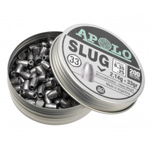 Пули полнотелые Apolo Slug 6,35 мм, 2,14 грамм, 200 штук